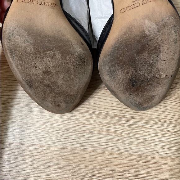 Jimmy Choo Black Leather Strap Studded Heels SZ:37 - Picture 7 of 12